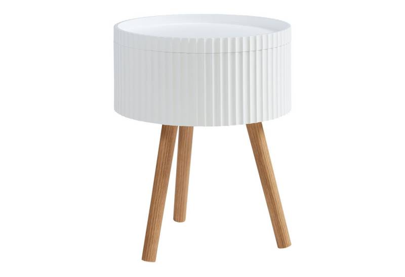 en.casa Beistelltisch, »Bongard« Ø38 x 48 cm mit Stauraum rund Weiß von en.casa