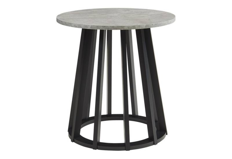 en.casa Beistelltisch, »Buzzard« Ø48 x 48 cm mit Bambusgestell rund Schwarz/Betonoptik von en.casa