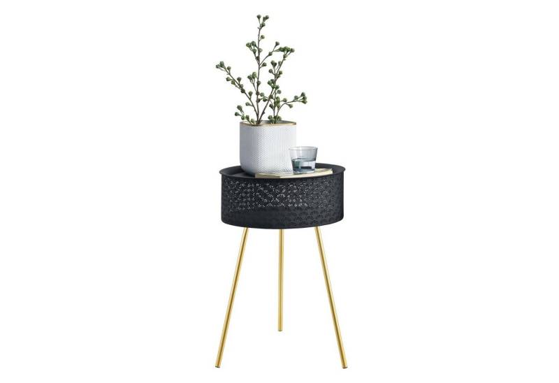 en.casa Beistelltisch, Forshaga Tisch 65x40cm Metall Schwarz-Gold abnehmbare Platte von en.casa