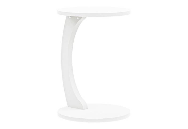 en.casa Beistelltisch, »Holeby« C-Form mit 4 Rollen rund 56 x Ø 38 cm Weiß von en.casa