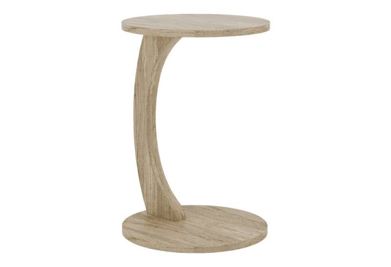 en.casa Beistelltisch, »Holeby« C-Form mit 4 Rollen rund 56 x Ø 38 cm Travertin von en.casa