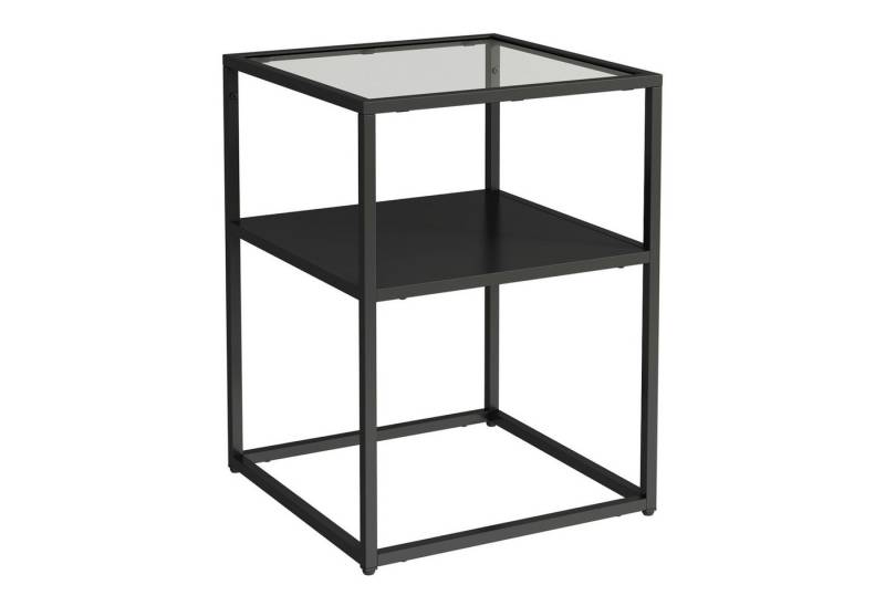 en.casa Beistelltisch, »Solund« Stahl Glas 55 x 40 x 40 cm Schwarz, matt von en.casa