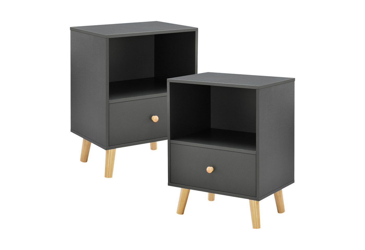 en.casa Beistelltisch (2er Set), Beistelltisch »Sundsvall« Dunkelgrau von en.casa