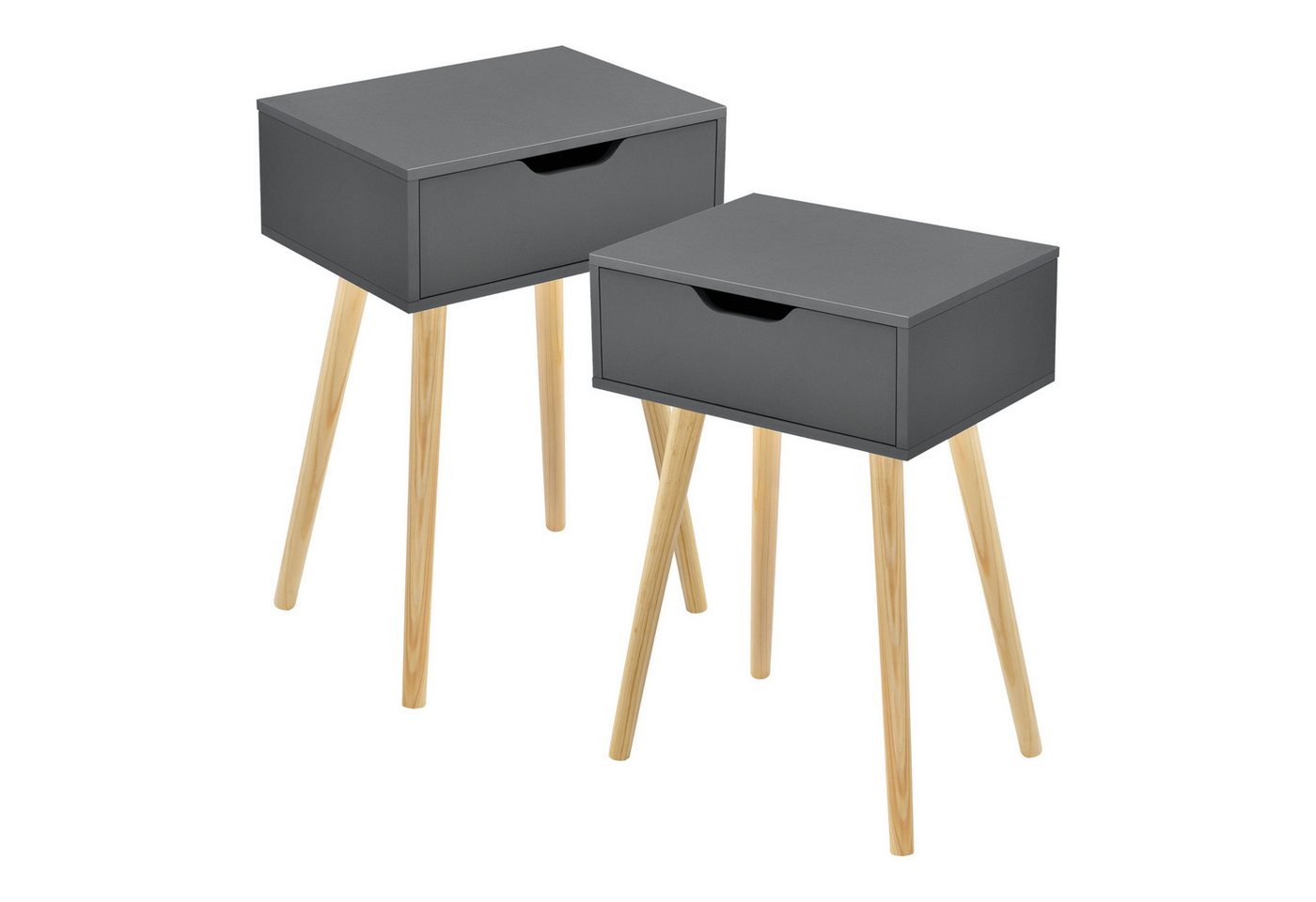 en.casa Beistelltisch (2er Set), »Östersund« mit Schublade Dunkelgrau von en.casa