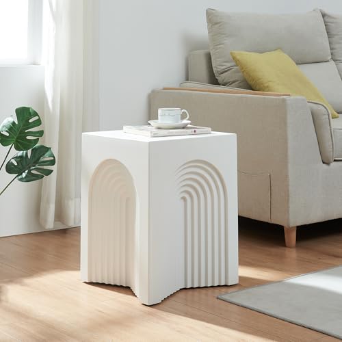 [en.casa] Beistelltisch Elverumn Couchtisch Wohnzimmertisch im Arch-Design quadratisch 45 x 35 x 35 cm fertig montiert Würfel Sofatisch Weiß, matt von [en.casa]