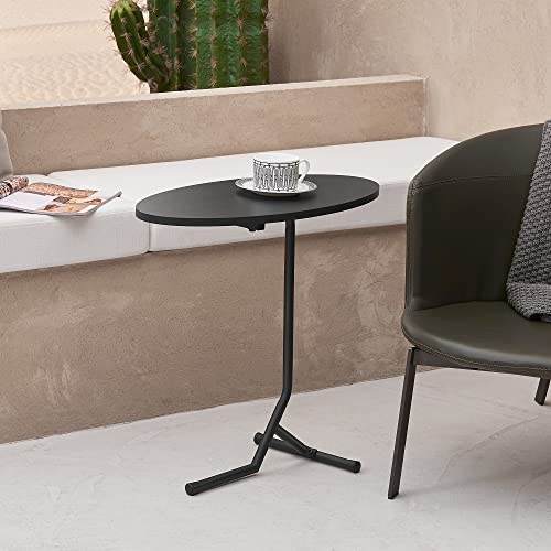 [en.casa] Beistelltisch Karlebo Wohnzimmertisch oval Sofatisch Schwarz Telefontisch Kaffeetisch Couchtisch Metallgestell von [en.casa]