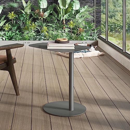 [en.casa] Beistelltisch Nastätten Gartentisch Couchtisch mit Metallgestell Sofatisch modernes Design für Wohnzimmer Schlafzimmer Balkon Terrasse Grau, matt von [en.casa]