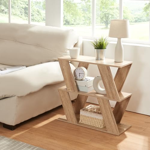 [en.casa] Beistelltisch Nome Sofatisch Dekotisch mit Zwei Ablageflächen Nachttisch Nebentisch moderner Wohnzimmertisch 60 x 22 x 57 cm Eicheoptik von [en.casa]