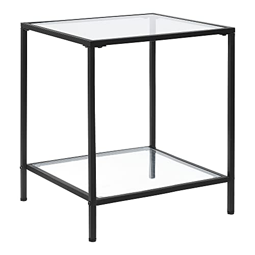 [en.casa] Beistelltisch Norrtälje 55x45x45cm Tisch mit Glasplatte Ablage Wohnzimmertisch Kaffeetisch Stahlgestell von [en.casa]