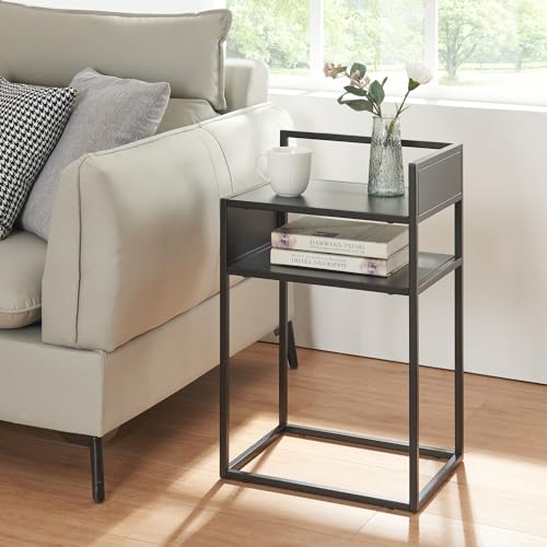 [en.casa] Beistelltisch Riihimäki Wohnzimmertisch mit Ablagefach Couchtisch Ablagetisch Schwarz matt Nachttisch Metall Sofatisch 65 x 40 x 30 cm von [en.casa]