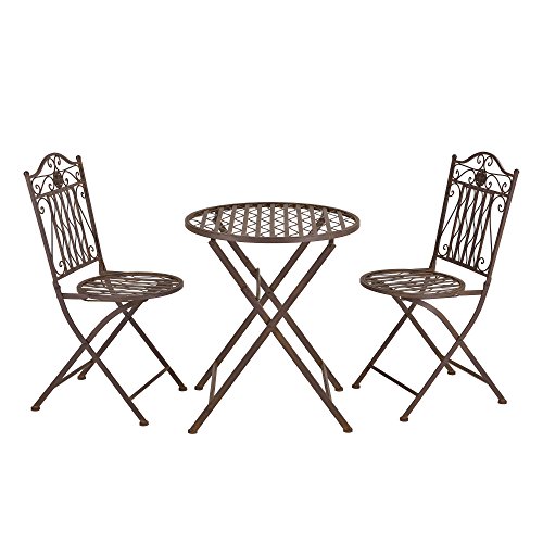 [en.casa] Bistro Set Biella Balkonset 3-TLG. Tisch 2 Stühle Essgruppe Sitzgruppe Gartenmöbel Stahl Edelrost-Braun von [en.casa]