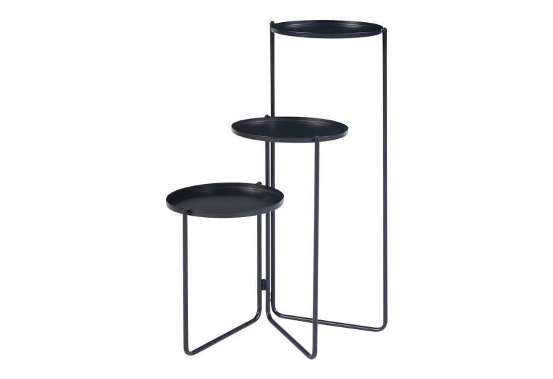 en.casa Blumenständer, »Ostre« mit 3 Ablagen Metall 70 x 48 x 25 cm Schwarz von en.casa