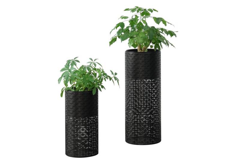 en.casa Blumenständer (2 St), Virton Blumenkübel 2er Set Schwarz von en.casa