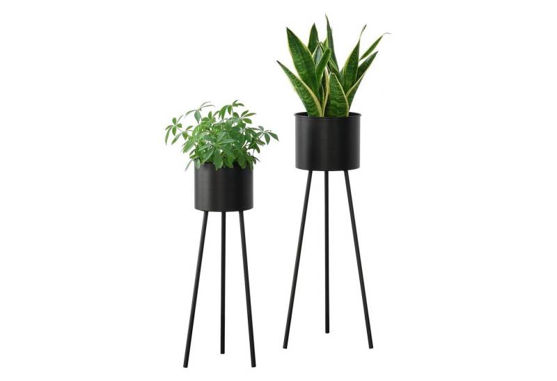 en.casa Blumenständer (2 St), »Dalhem« Blumenkübel 2er Set, Metall, schwarz von en.casa