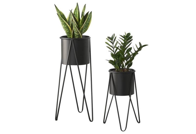 en.casa Blumenständer (Set, 2 St), »Hedera« Pflanzständer im 2er Set Metall Schwarz von en.casa