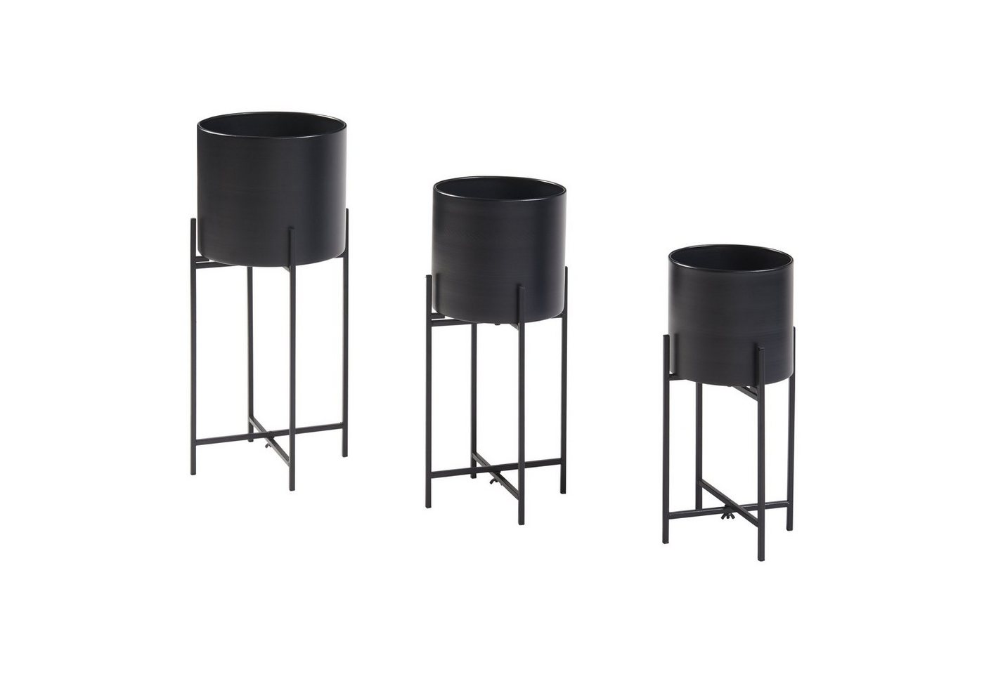 en.casa Blumenständer (3 St), »Orsa« 3er Set Metall Schwarz von en.casa