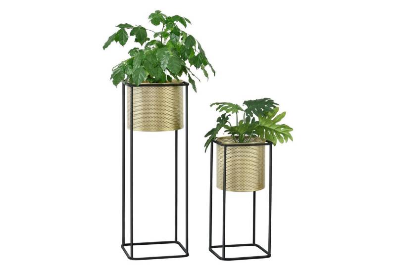 en.casa Blumenständer (Set, 2er), »Mettet« Pflanzenständer 2er Set Metall Goldfarben/Schwarz von en.casa