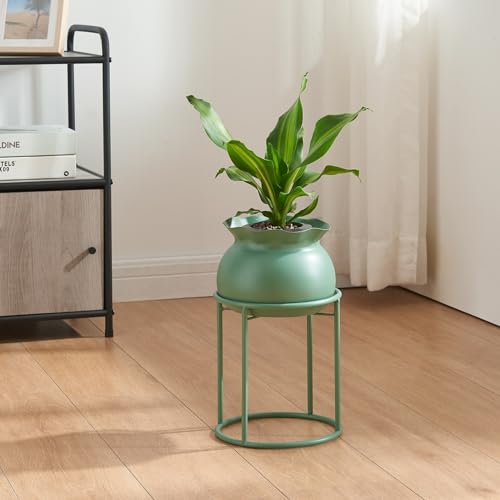 [en.casa] Blumenständer Assen Pflanzenständer mit Blumentopf Metall Grün Pflanzenregal 31,5 x 19,5 cm Blumensäule für innen Blumentopfständer von [en.casa]