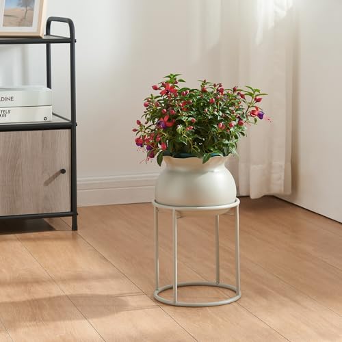 [en.casa] Blumenständer Assen Pflanzenständer mit Blumentopf Metall Hellgrau Pflanzenregal 31,5 x 19,5 cm Blumensäule für innen Blumentopfständer von [en.casa]