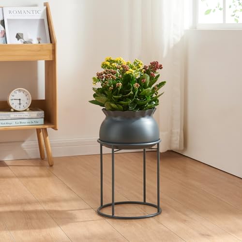 [en.casa] Blumenständer Assen Pflanzenständer mit Blumentopf Metall Schwarz Pflanzenregal 38 x 23,5 cm Blumensäule für innen Blumentopfständer von [en.casa]