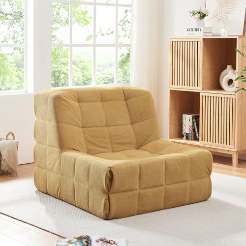 [en.casa] Bodensessel Koskyvn Bodenstuhl mit Rückenlehne Lesesessel gepolstert Bodensofa 75 x 90 x 100 cm Relaxsessel Textil Gelb von [en.casa]