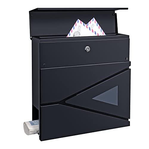 [en.casa] Briefkasten Schönburg 37x37x11cm Postkasten mit Zeitungsröhre Wandbriefkasten Abschließbar mit 2 Schlüssel Stahl Anthrazit von [en.casa]