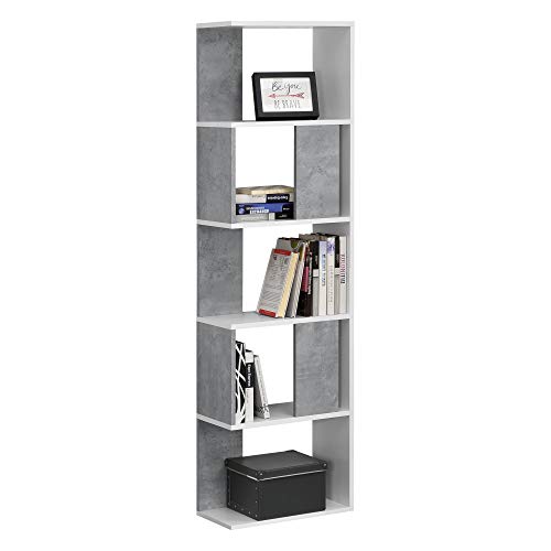 [en.casa] Bücherregal Aneby 159x45x24cm Standregal mit 5 Ablageflächen Regal Weiß/Betonoptik von [en.casa]