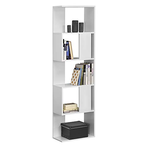 [en.casa] Bücherregal Aneby 159x45x24cm Standregal mit 5 Ablageflächen Regal Weiß von [en.casa]