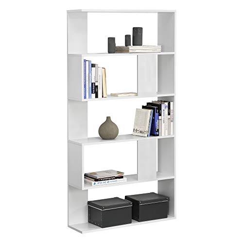 [en.casa] Bücherregal Aneby 159x80x24cm Standregal mit 5 Ablageflächen Regal Weiß von [en.casa]