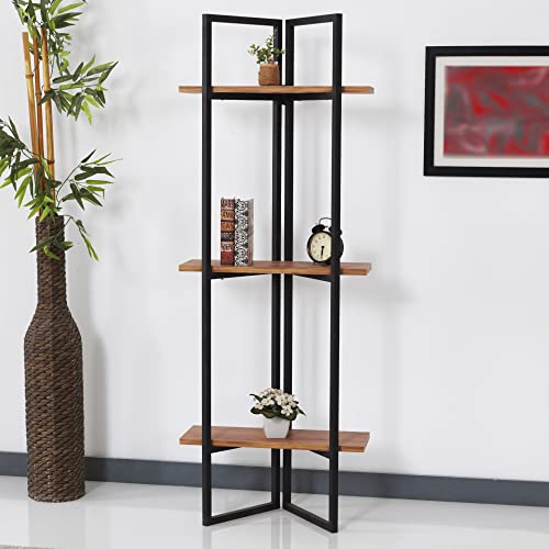 [en.casa] Bücherregal Bjerringbro Standregal 150 x 55 x 24 cm Holzregal CD-Regal Schwarz/Walnuss-Optik von [en.casa]