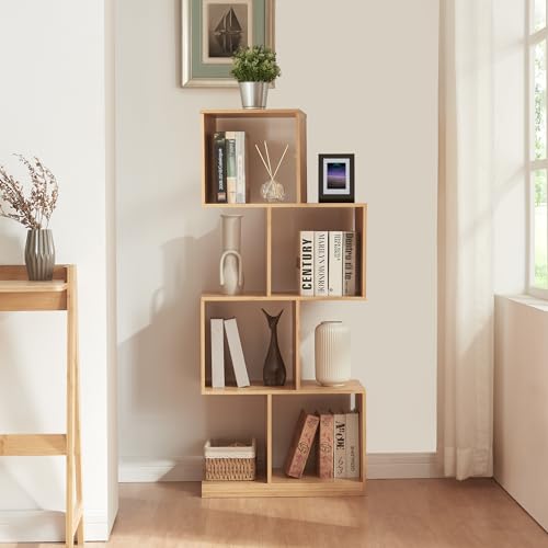 [en.casa] Bücherregal Gullspång Dekoregal Mehrzweckregal aus Bambus Standregal 4 offene Ablagefächer umwelfreundliches Regal für Wohnzimmer Büro 130x55x30cm Natur von [en.casa]