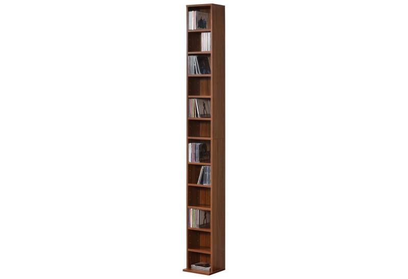 en.casa CD-Regal, »Høyset« 12 Fächer Standregal 175x20x20 cm Walnuss-Optik von en.casa