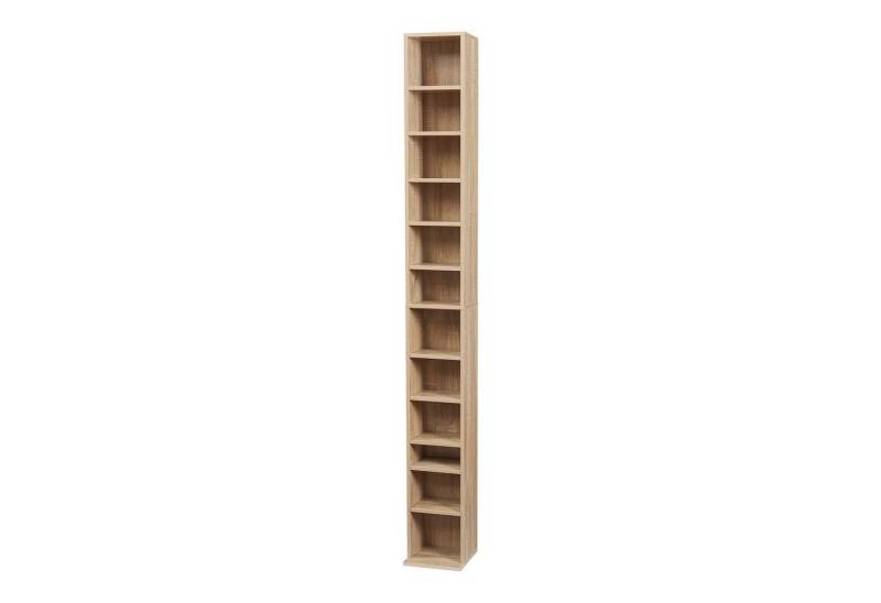 en.casa CD-Regal, »Tynset« 175x20x20 cm Standregal mit 12 Fächern Sonoma-Eichenoptik von en.casa