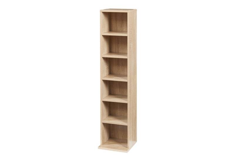 en.casa CD-Regal, »Tynset« 90x20x20 cm Standregal mit 6 Fächern Sonoma-Eichenoptik von en.casa