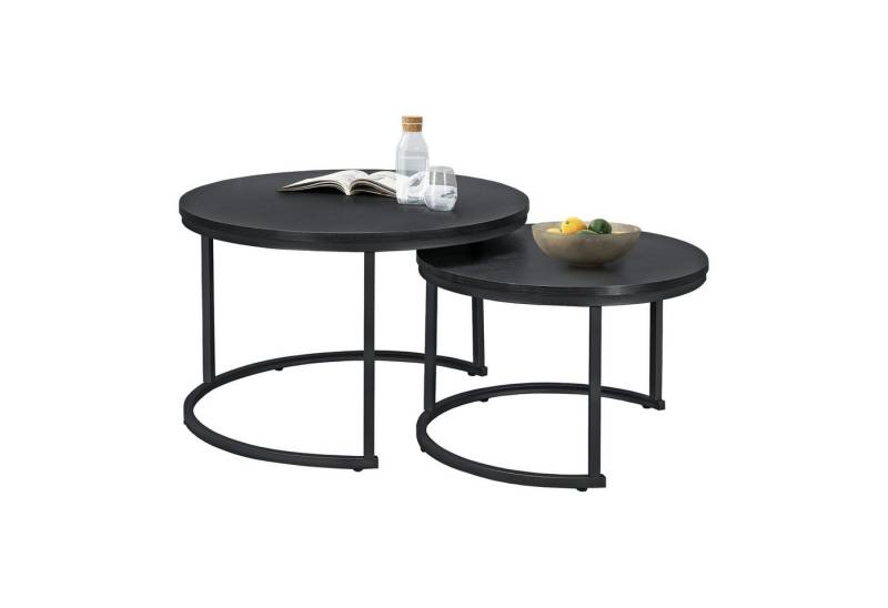 en.casa Couchtisch, »Christchurch« 2er Set rund Schwarz von en.casa