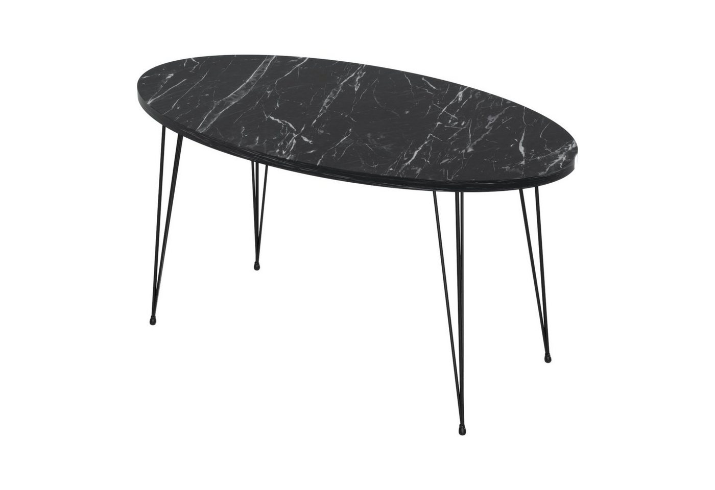 en.casa Couchtisch, »Skævinge« Sofatisch oval 43 x 90 x 50 cm Marmor, schwarz von en.casa