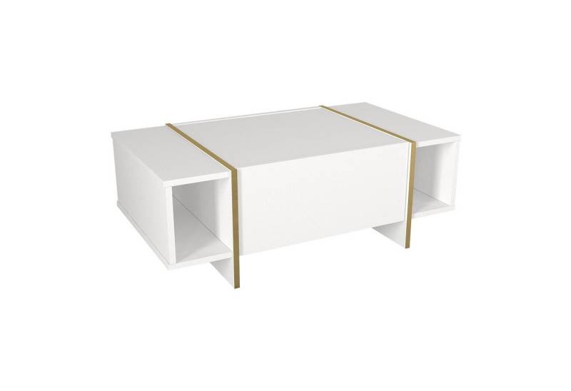 en.casa Couchtisch, »Tavak« 104 x 60 x 38 cm mit Stauraum Weiß/Gold von en.casa