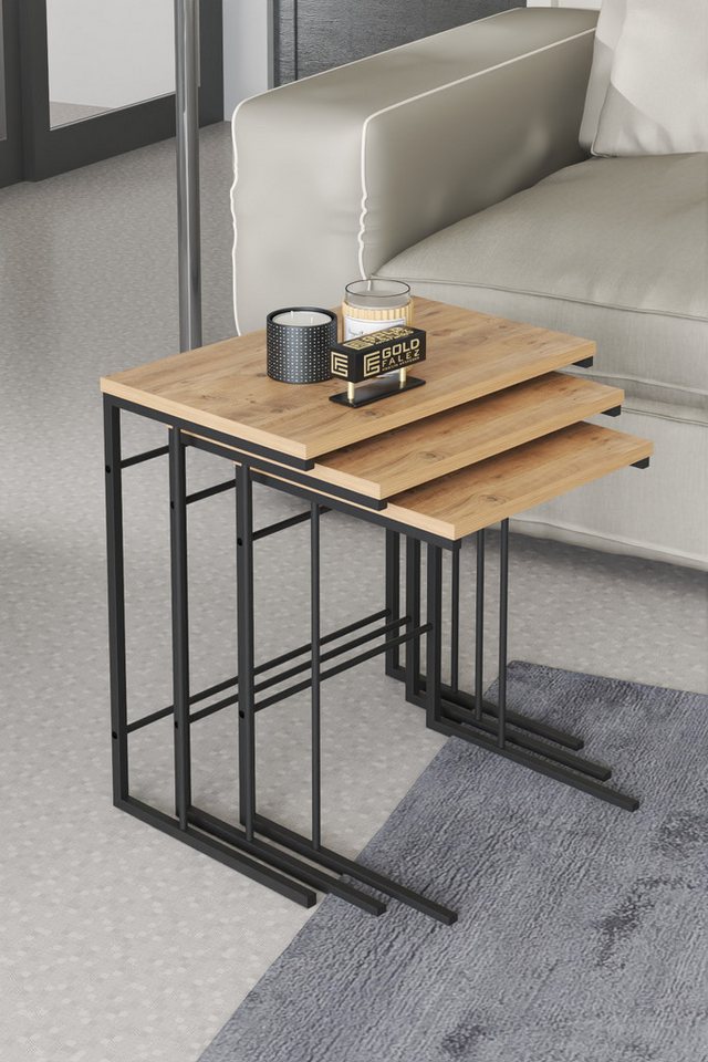 en.casa Couchtisch (1-St), quadratisch, modern, 52 x 35 cm, Holzdekor, braun von en.casa