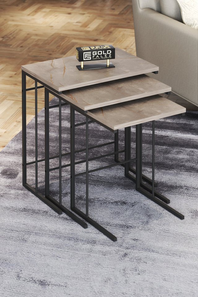 en.casa Couchtisch (1-St), quadratisch, modern, 52 x 35 cm, grau von en.casa