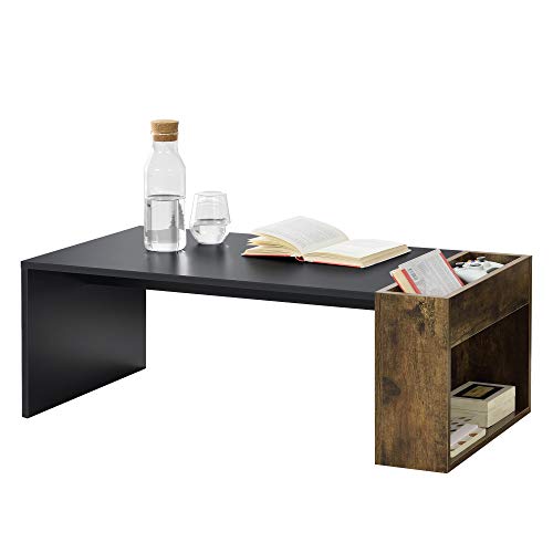 [en.casa] Couchtisch Hallsberg 34x95x50cm Beistelltisch Wohnzimmertisch Sofatisch aus Spanplatte Schwarz mit Eiche-Optik von [en.casa]