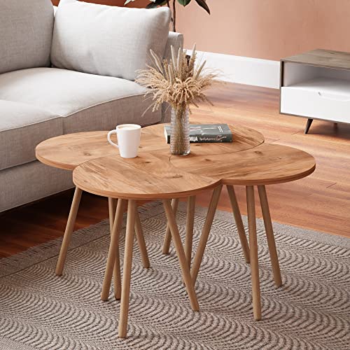 [en.casa] Couchtisch Højer Beistelltisch im 4er Set Satztisch 48 x 45 x 32 cm Wohnzimmertisch Kaffeetisch Holzoptik von [en.casa]