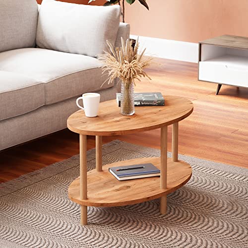 [en.casa] Couchtisch Højreby mit unterer Ablage Wohnzimmertisch Kaffeetisch 43 x 70 x 44 cm Sofatisch Oval Beistelltisch Holzoptik von [en.casa]