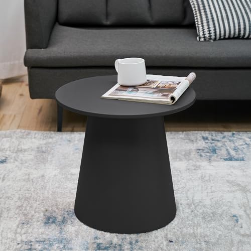 [en.casa] Couchtisch Nyd Beistelltisch Kleiner Tisch für Wohnzimmer rund 40 x Ø44 cm pilzförmiger Sofatisch mit Säulenfuß Schwarz von [en.casa]