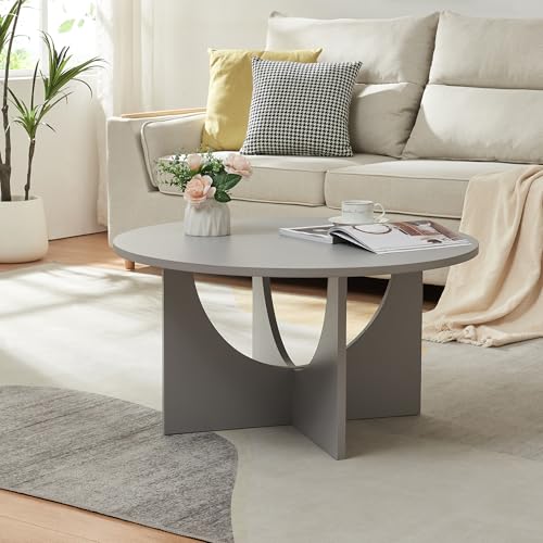 [en.casa] Couchtisch Rindal Beistelltisch Wohnzimmertisch 80 x 42 cm Sofatisch Kaffetisch rund in Hellgrau von [en.casa]