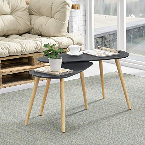 [en.casa] Couchtisch Set Beistelltisch 2er Set Dunkelgrau MDF/Kiefernholz von [en.casa]