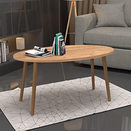 [en.casa] Couchtisch Sindal Beistelltisch 41 x 90 x 50 cm Kaffeetisch aus Spanplatte und Holz Sofatisch für Wohnzimmer Schlafzimmer Holzfarben von [en.casa]