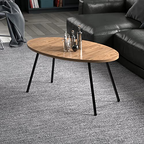 [en.casa] Couchtisch Skærbæk Beistelltisch 43 x 90 x 50 cm Kaffeetisch aus Spanplatte und Metall Sofatisch für Wohnzimmer Schlafzimmer Holzfarben von [en.casa]