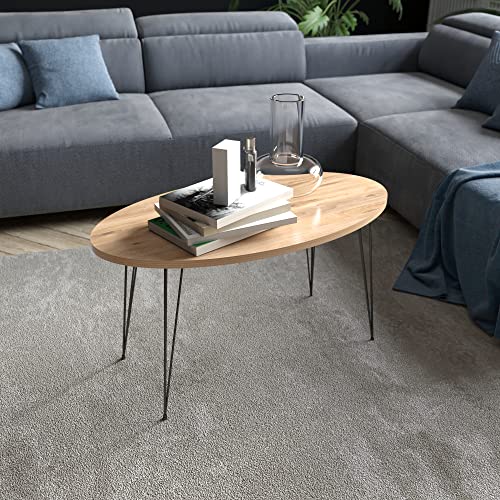 [en.casa] Couchtisch Skævinge Beistelltisch 43 x 90 x 50 cm Kaffeetisch aus Spanplatte und Metall Sofatisch für Wohnzimmer Schlafzimmer Holzfarben von [en.casa]