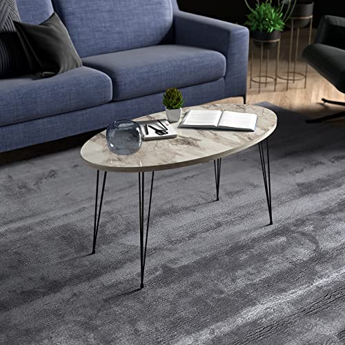 [en.casa] Couchtisch Skævinge Beistelltisch 43 x 90 x 50 cm Kaffeetisch aus Spanplatte und Metall Sofatisch für Wohnzimmer Schlafzimmer Marmor, weiß von [en.casa]