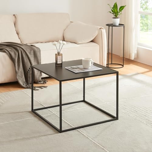 [en.casa] Couchtisch Solund Beistelltisch Metall Schwarz matt Wohnzimmertisch mit Stauraum 60 x 60 x 45 cm Sofatisch quadratisch Kaffeetisch von [en.casa]